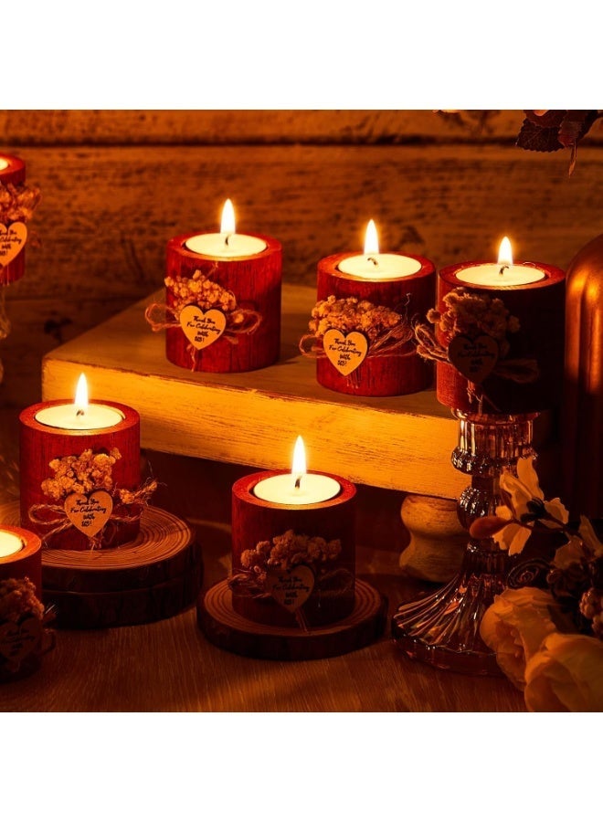 Bukela 6 Pcs Rustic Wedding Favor Candle Holders Bridal Shower Favors Candles Party Wooden Gifts Souvenirs for Guest Romantic Decorations (Dark Brown) - Image 5